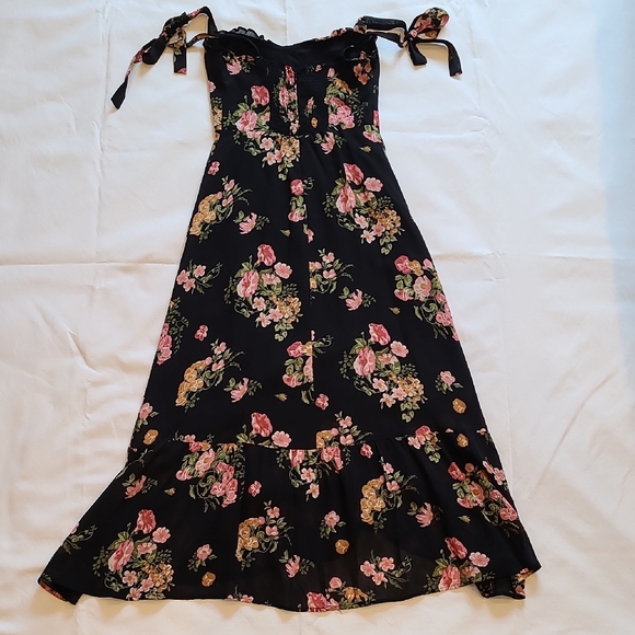 Reformation Black Floral Midi Dress - Picture 2 of 4